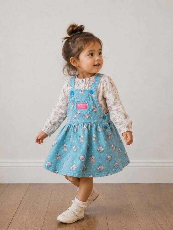 OshKosh B'gosh Other - Vintage OshKosh B'Gosh Corduroy Jumper Dress 2T Teddy Bear Sleigh Print Made USA
